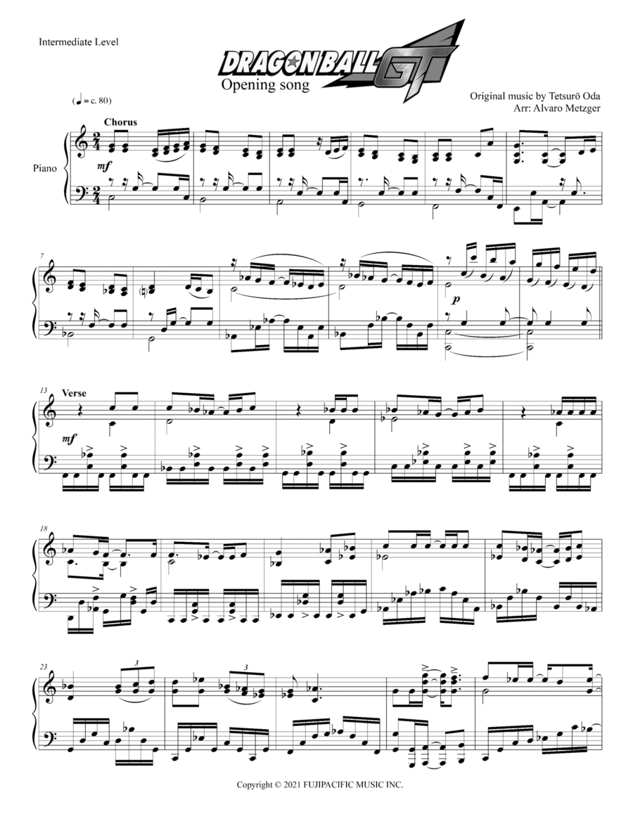 dragon ball gt (abertura) Sheet music for Trombone (Solo