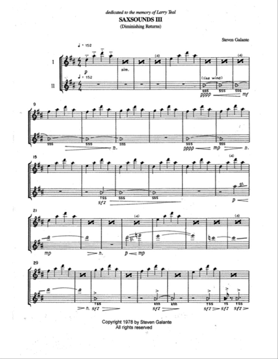 SAXSOUNDS III (Diminishing Returns) - Alto Saxophone
