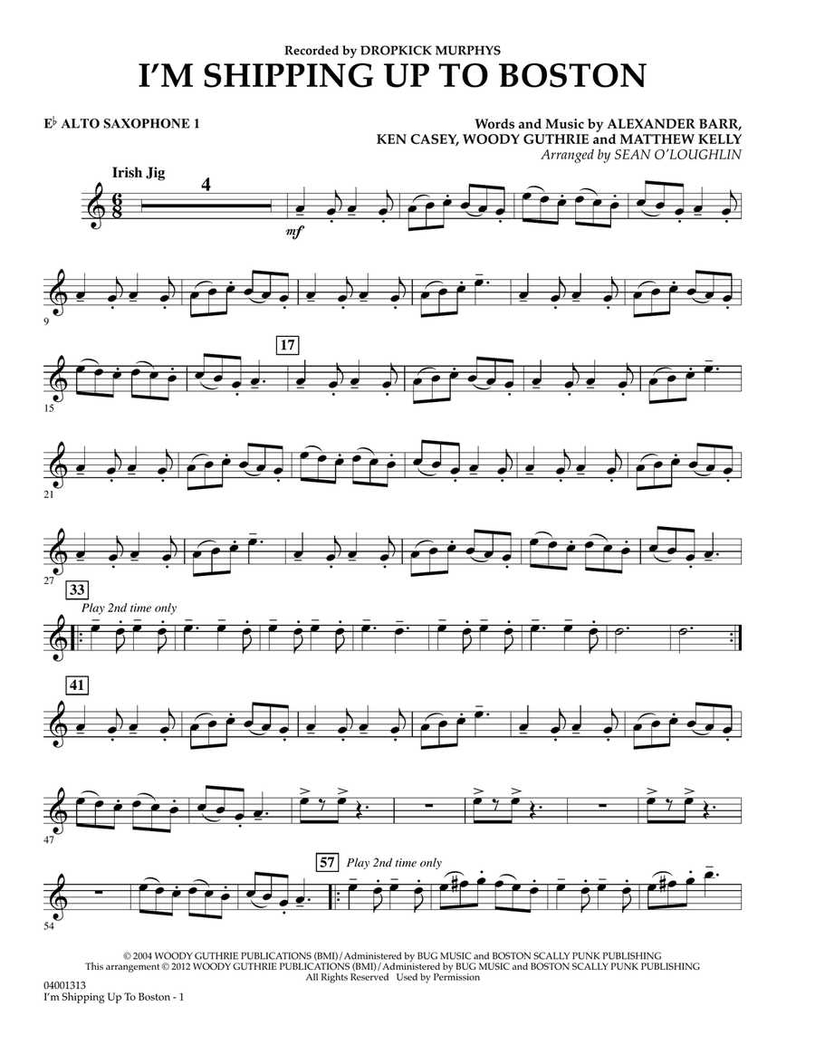 I m Shipping Up To Boston Eb Alto Saxophone 1