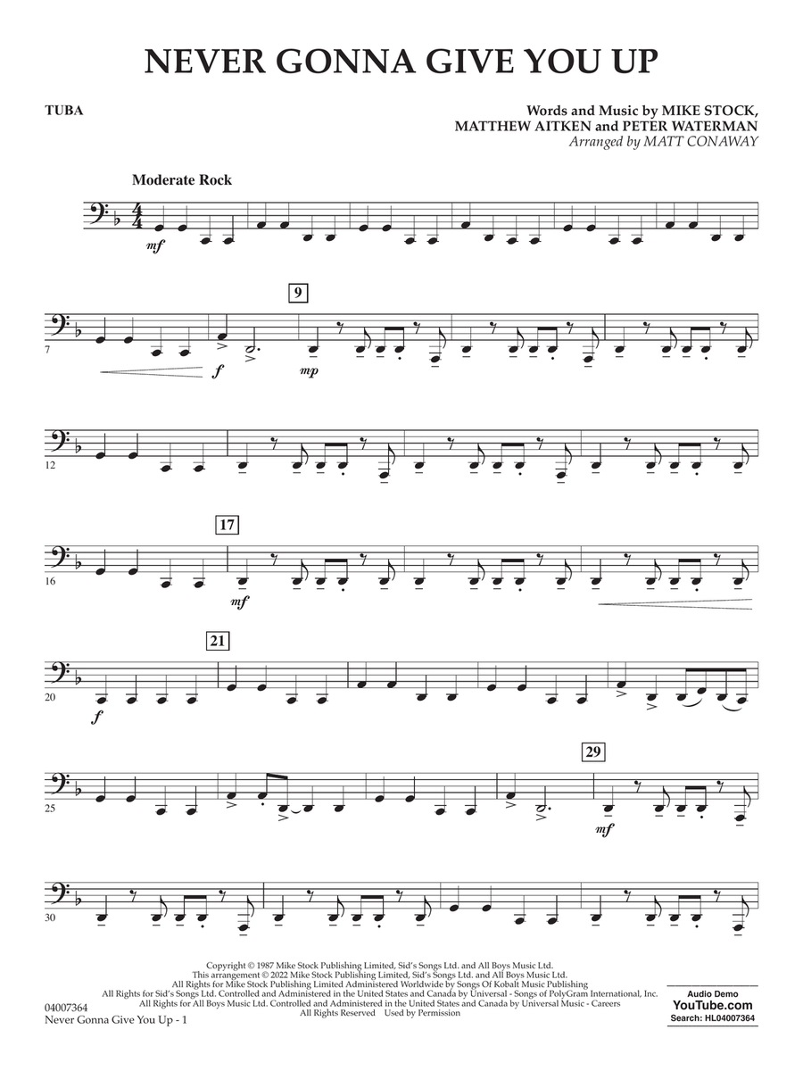 Never Gonna Give You Up - Rick Astley Sheet music for Violin (Solo)