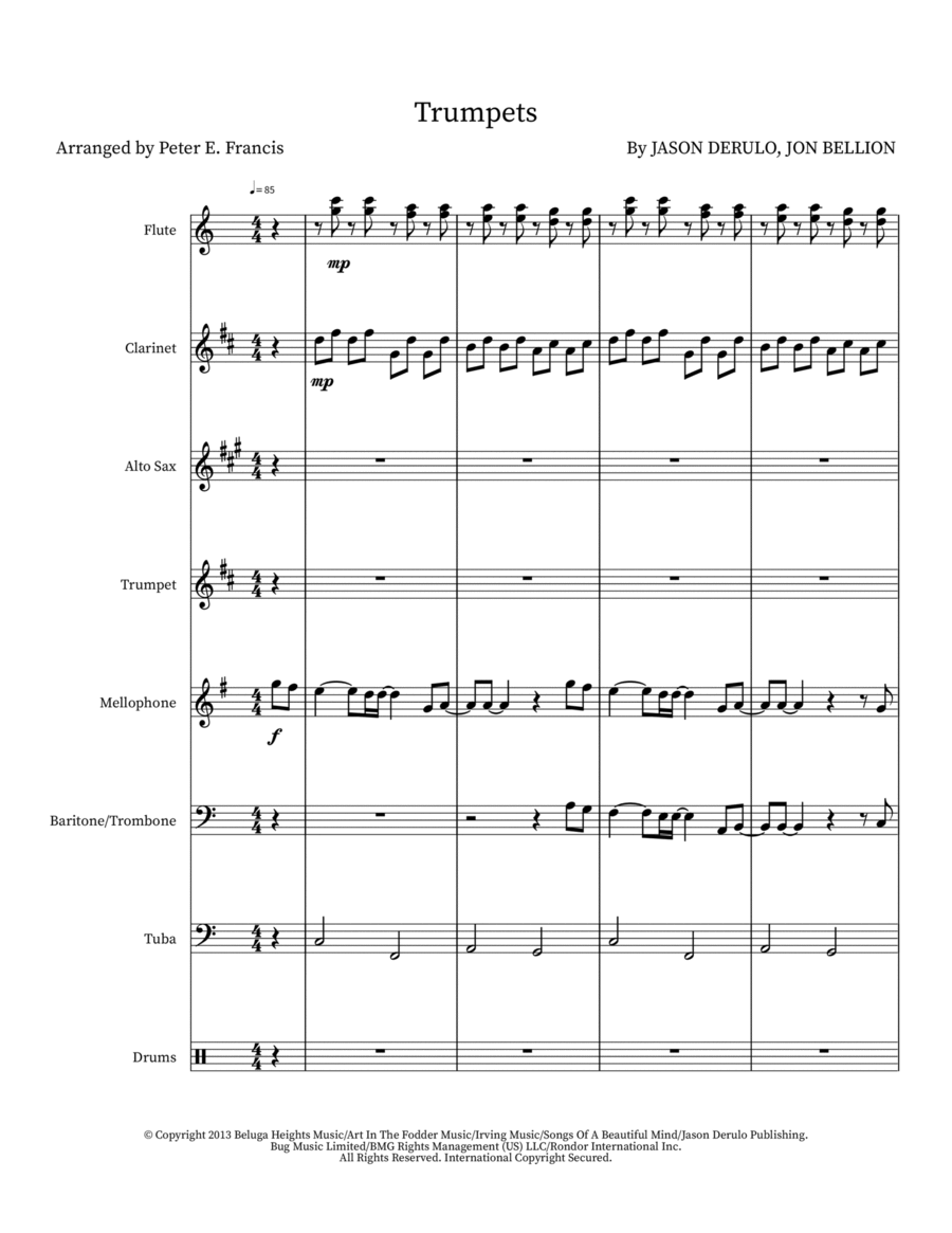 Trumpets by Jason Derulo Marching Band Digital Sheet Music Sheet
