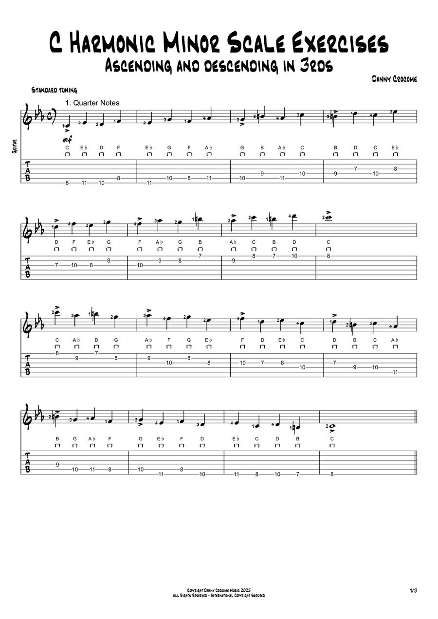 C Harmonic Minor Scale Exercises - Ascending and Descending in 3rds by ...