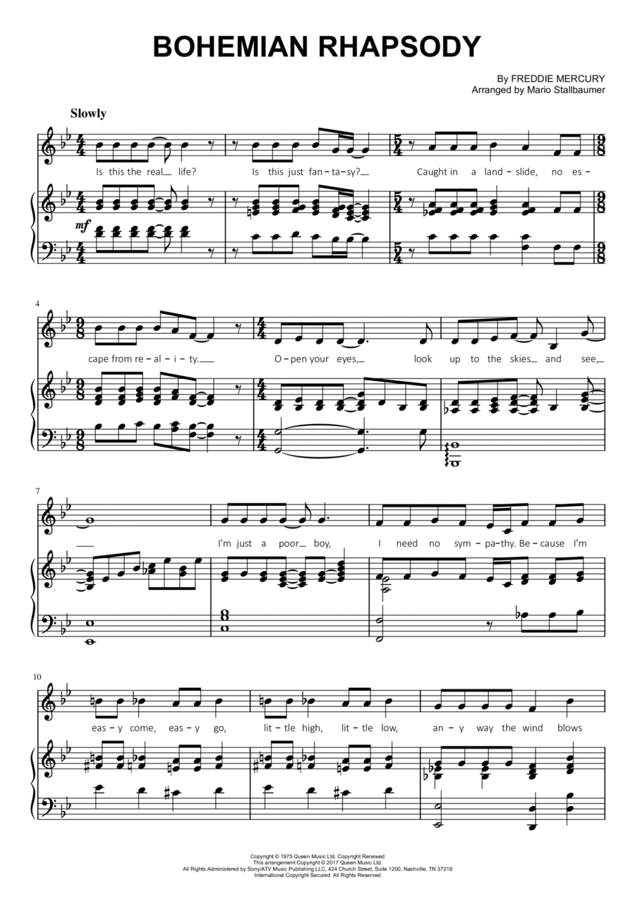 Bohemian rhapsody piano easy cheap