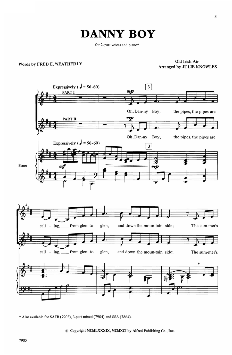 Danny Boy by Julie Knowles - Choir - Digital Sheet Music | Sheet Music Plus