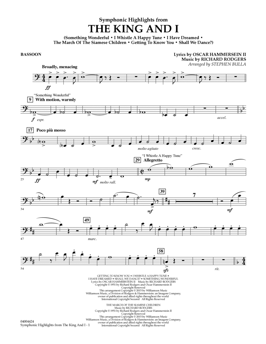Symphonic Highlights from The King and I Bassoon by Stephen Bulla