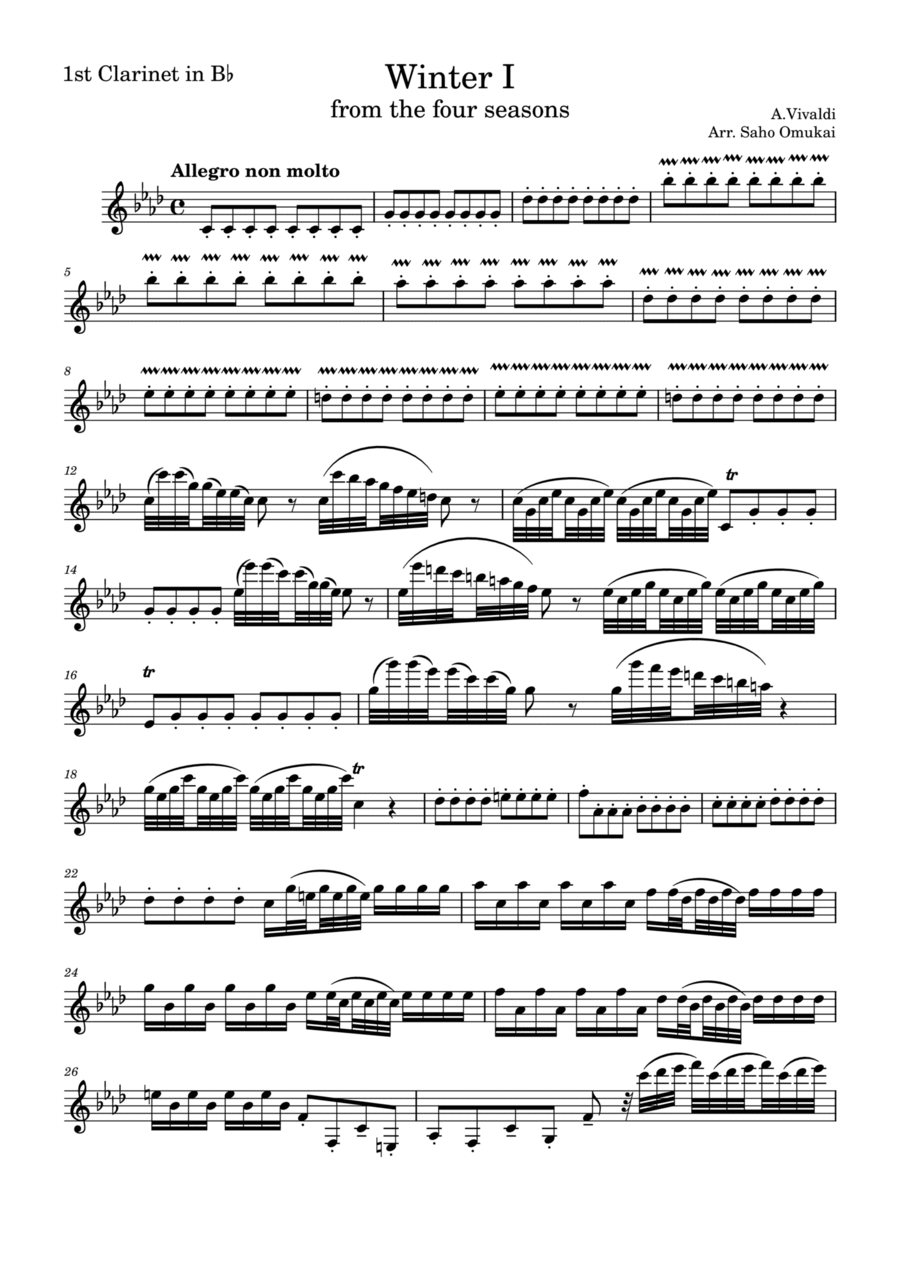 A.Vivaldi: Winter from the four seasons for two clarinets