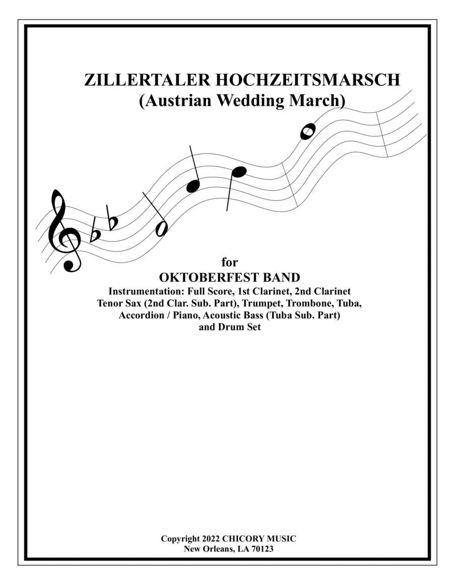 ZILLERTALER HOCHZEITMARSH ( Austrian Wedding March) - Oktoberfest - B-Flat  Clarinet - Digital Sheet Music