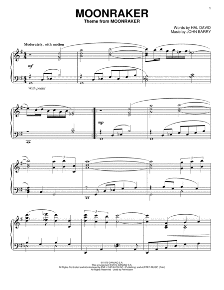 Moonraker by Shirley Bassey - Piano Solo - Digital Sheet Music | Sheet ...