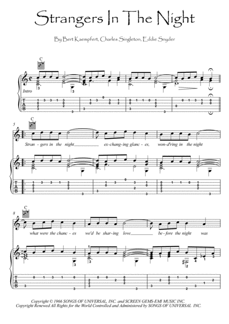 Strangers In The Night Sheet Music (Piano)