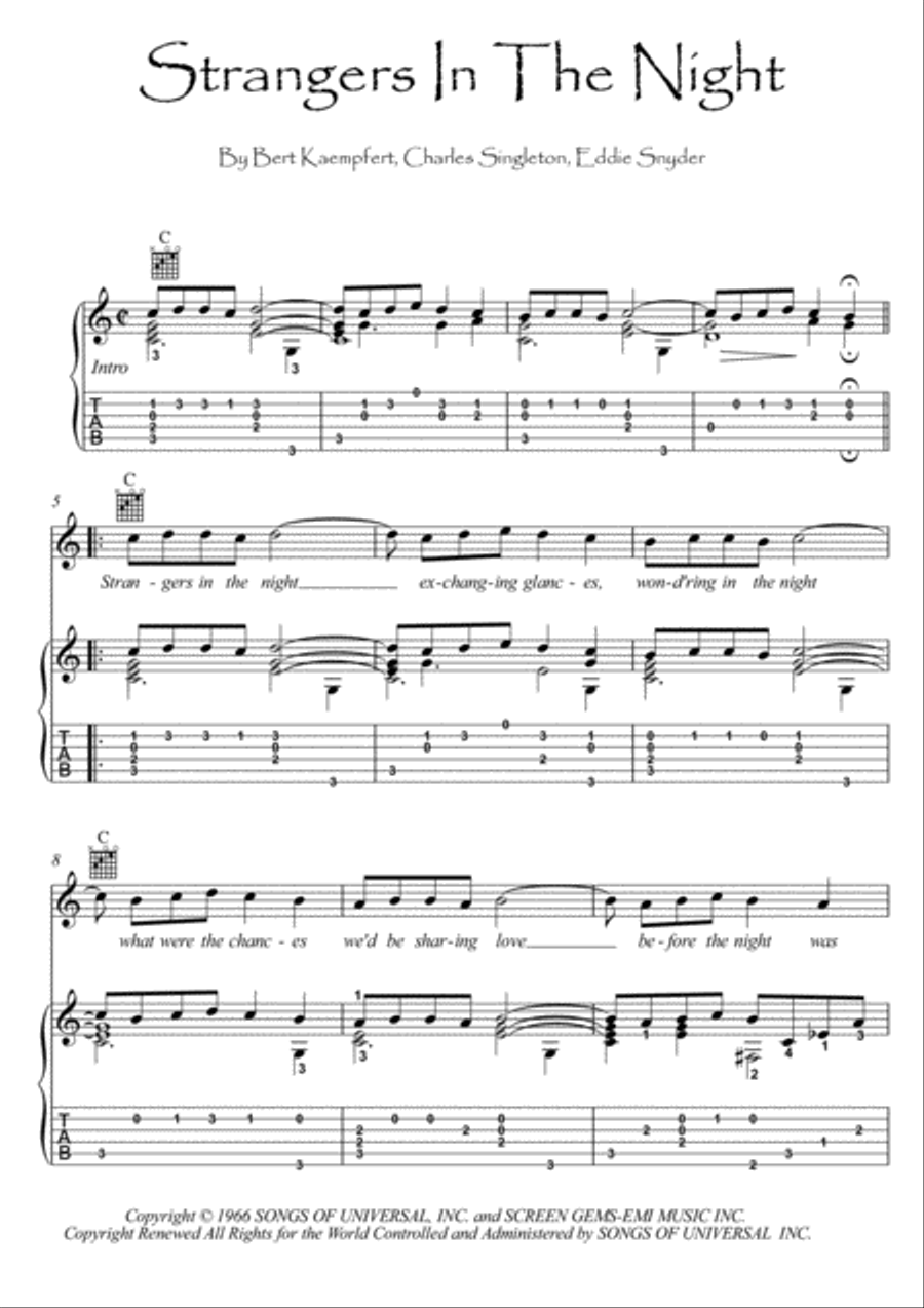 Strangers in the night easy Sheet music for Piano (Solo