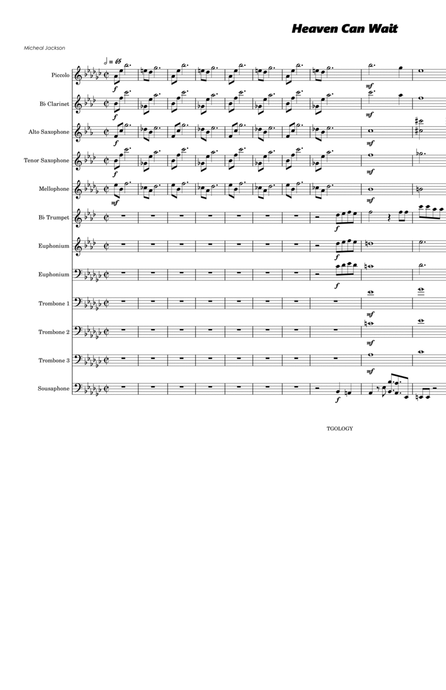 Giorno's Theme Sheet music for Trombone, Euphonium, Tuba, Mellophone & more  instruments (Pep Band)