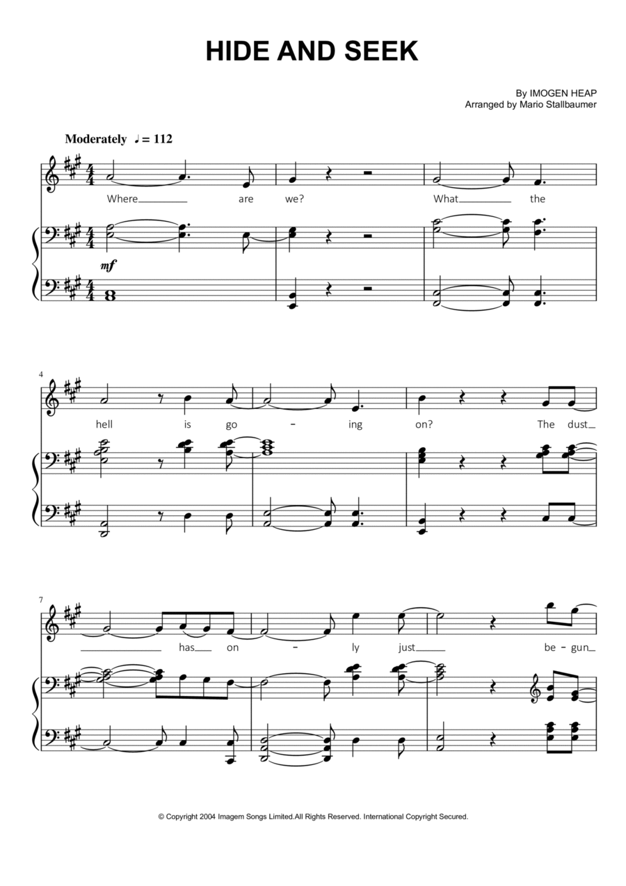 Hide And Seek (arr. Mario Stallbaumer) Sheet Music | Imogen Heap | Piano  Solo