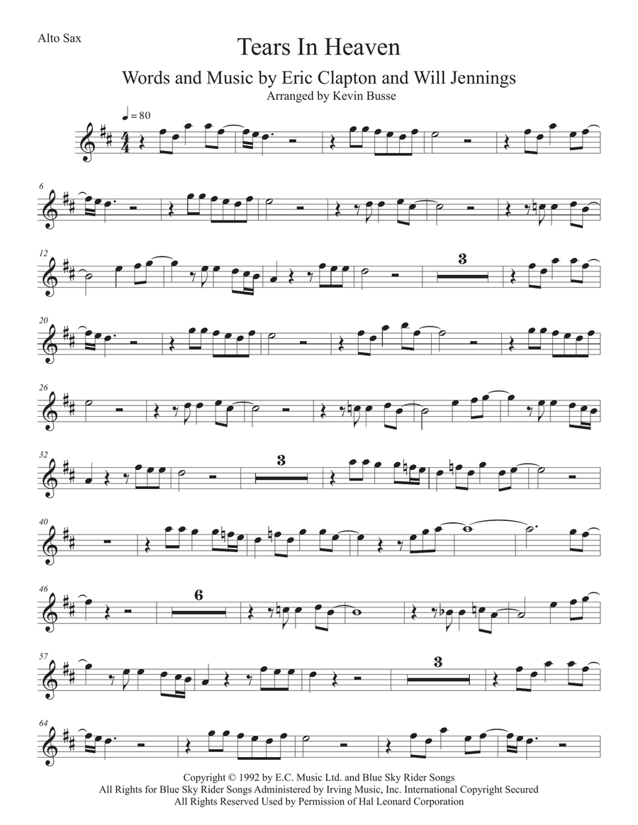 Tears in Heaven Sheet music for Soprano, Alto, Tenor, Bass voice (SATB)