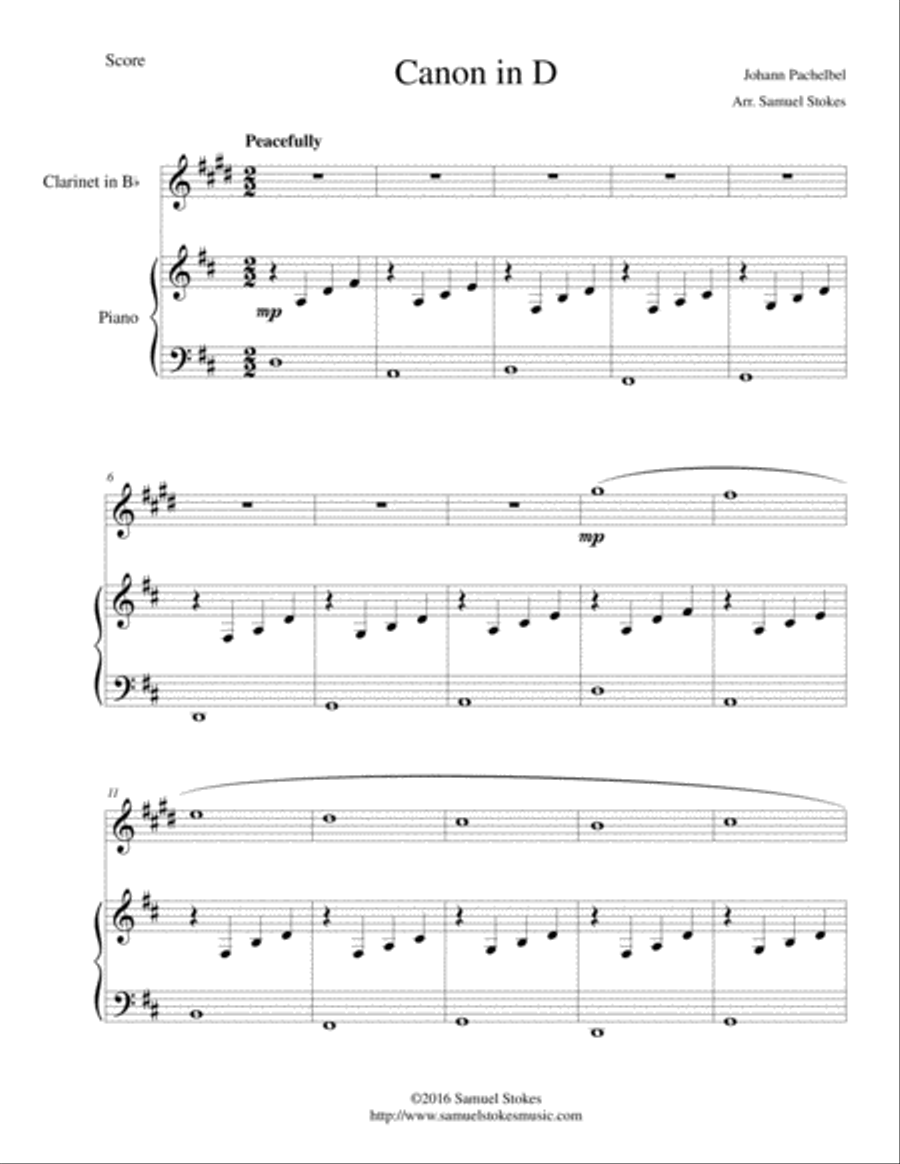 Canon in d clarinet deals