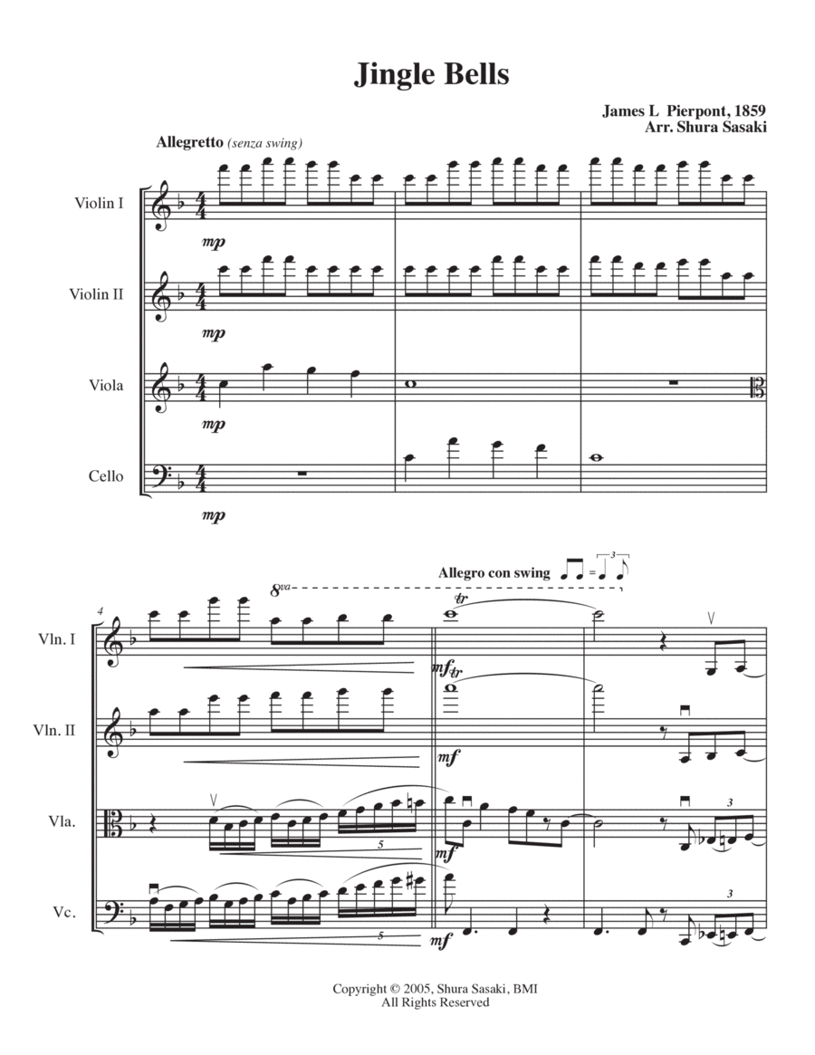 Jingle Bells String Quartet Digital Sheet Music Sheet Music Plus