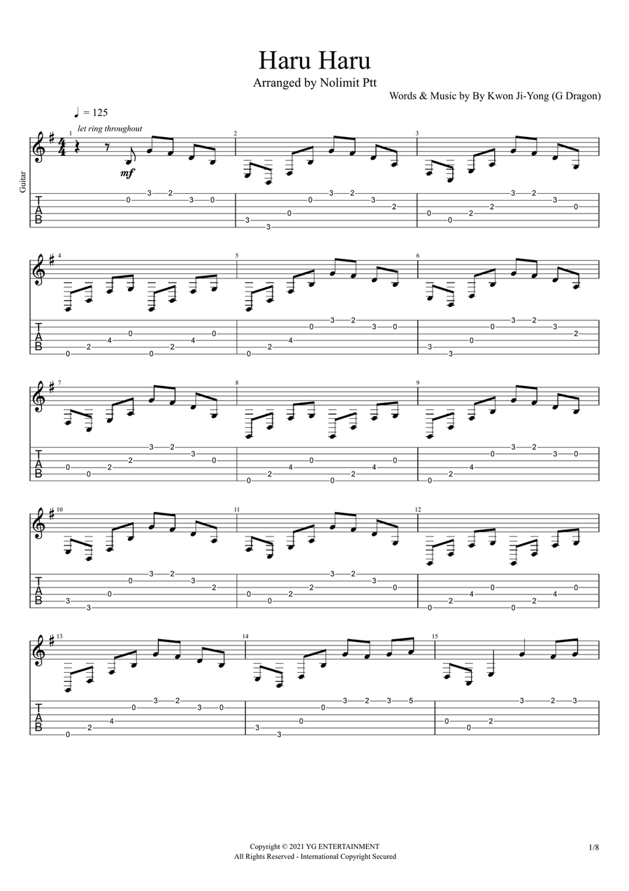 Haru Haru - Acoustic Guitar - Digital Sheet Music | Sheet