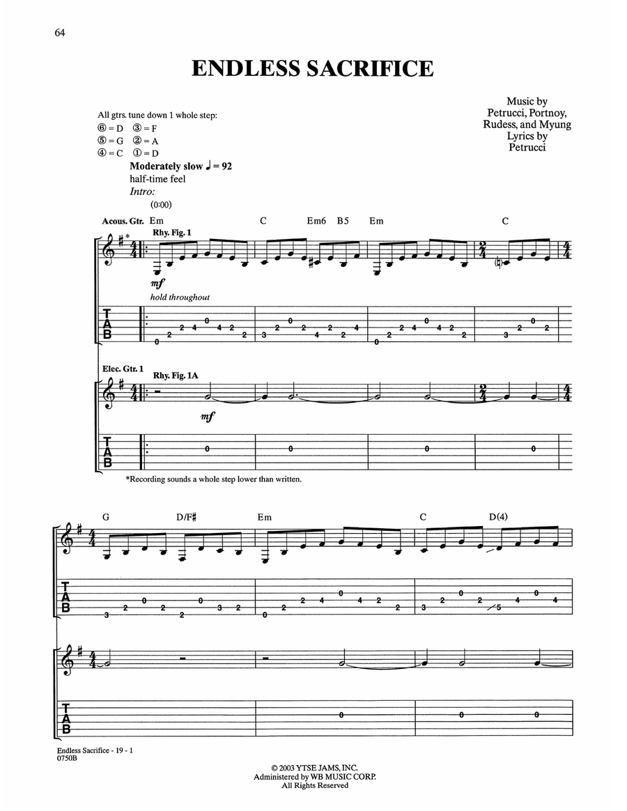 My Sacrifice by Creed - Electric Guitar - Digital Sheet Music