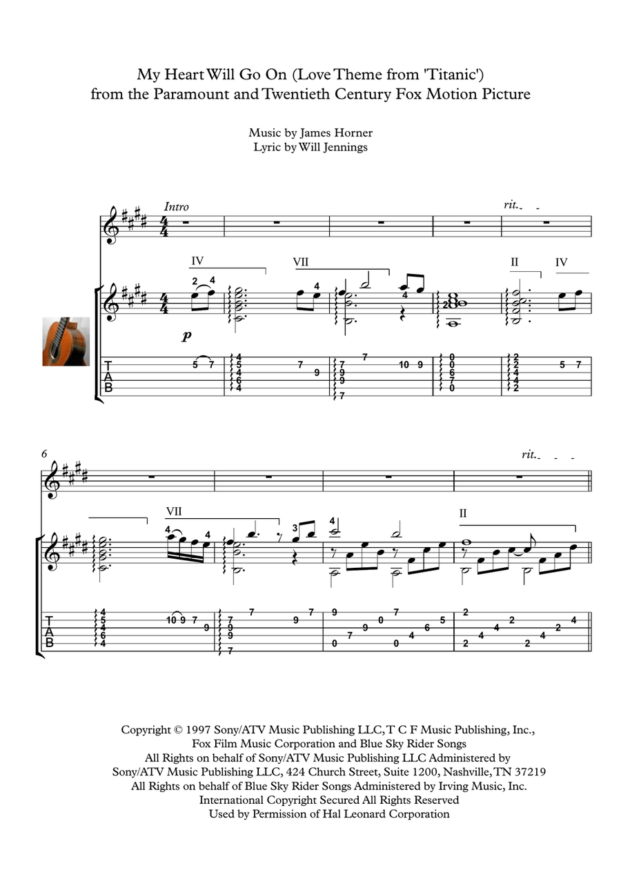 My heart will go on classical guitar deals