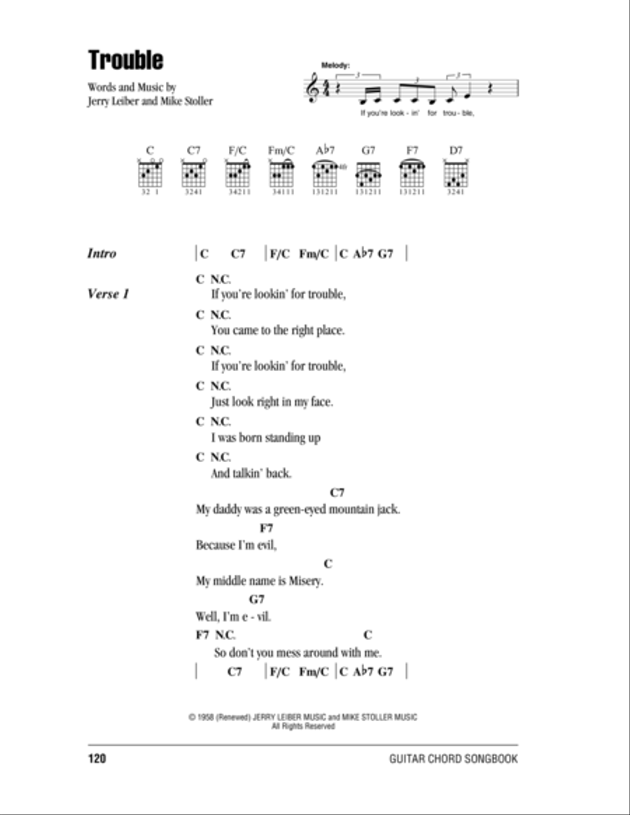 Trouble, by Elvis Presley - lyrics and chords