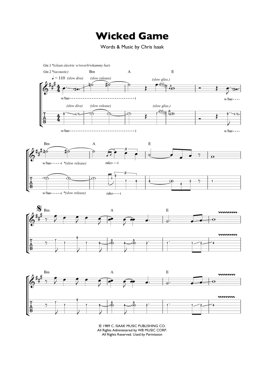 Wicked Game (Chris Isaak) Guitar Cover Lesson with Chords/Lyrics - Bm A E 