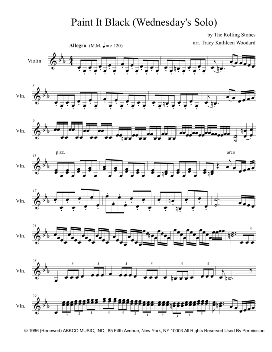 Paint It, Black by The Rolling Stones - Violin Solo - Digital Sheet Music