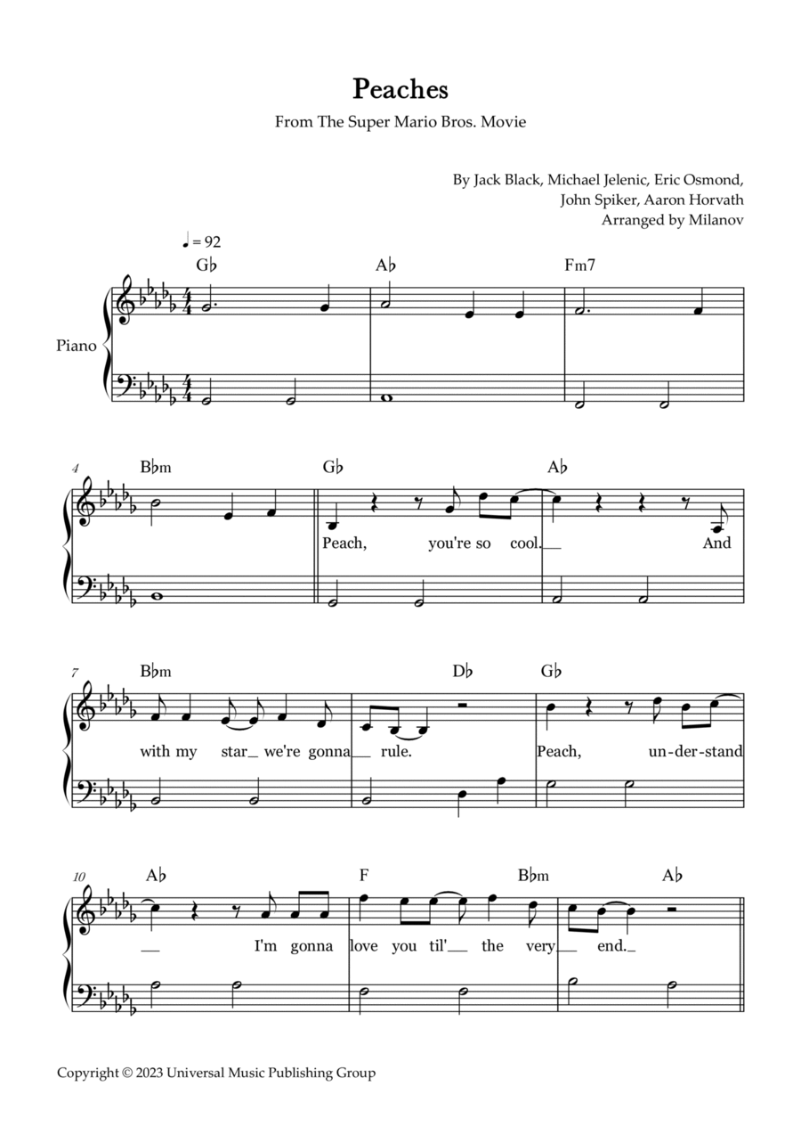 Peaches - Piano Solo - Digital Sheet Music