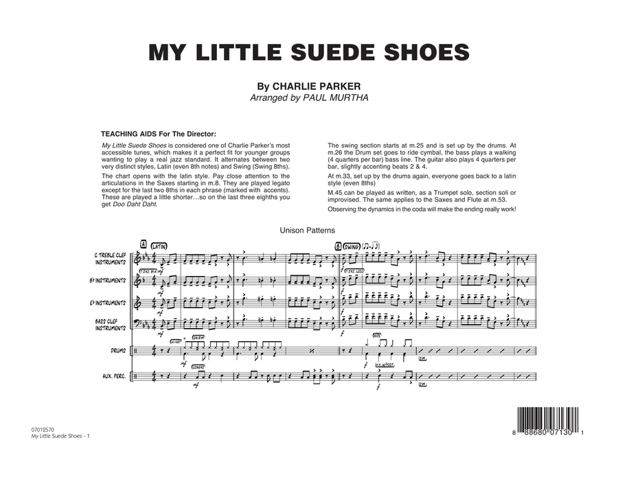 My Little Suede Shoes Conductor Score (Full Score) by Charlie Parker Jazz Ensemble Digital