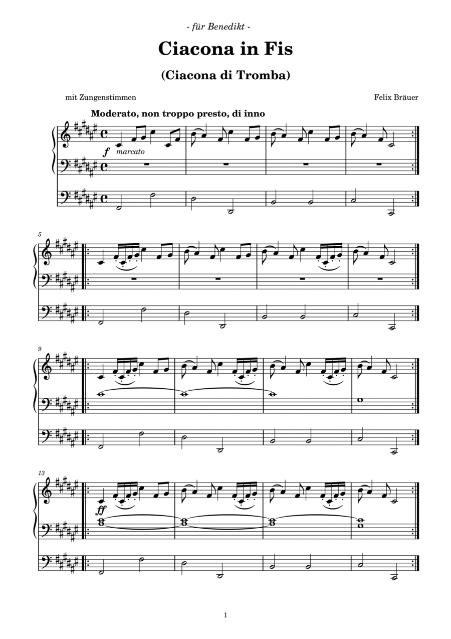 Ciacona in Fis (Ciacona di tromba) Organ Solo Digital Sheet Music