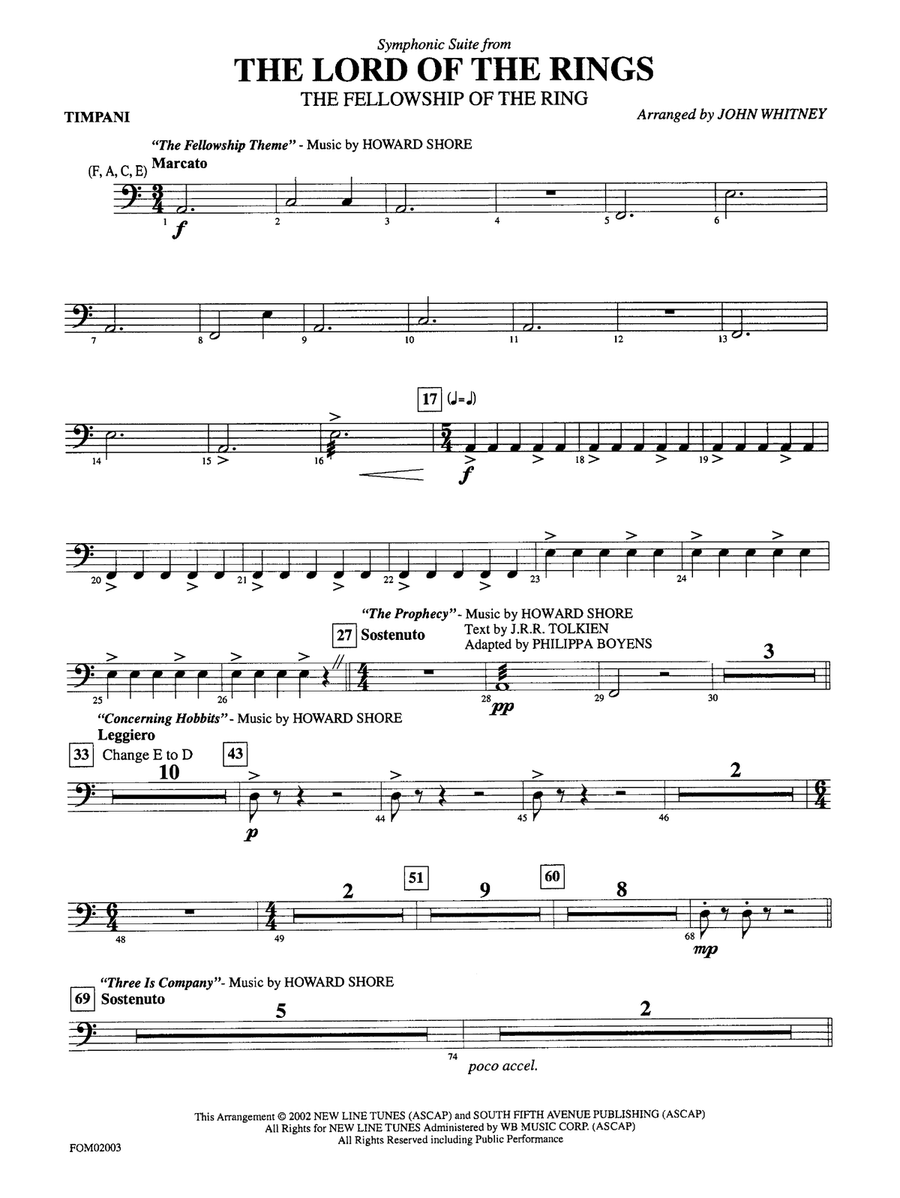 The Lord of the Rings: The Fellowship of the Ring, Symphonic Suite