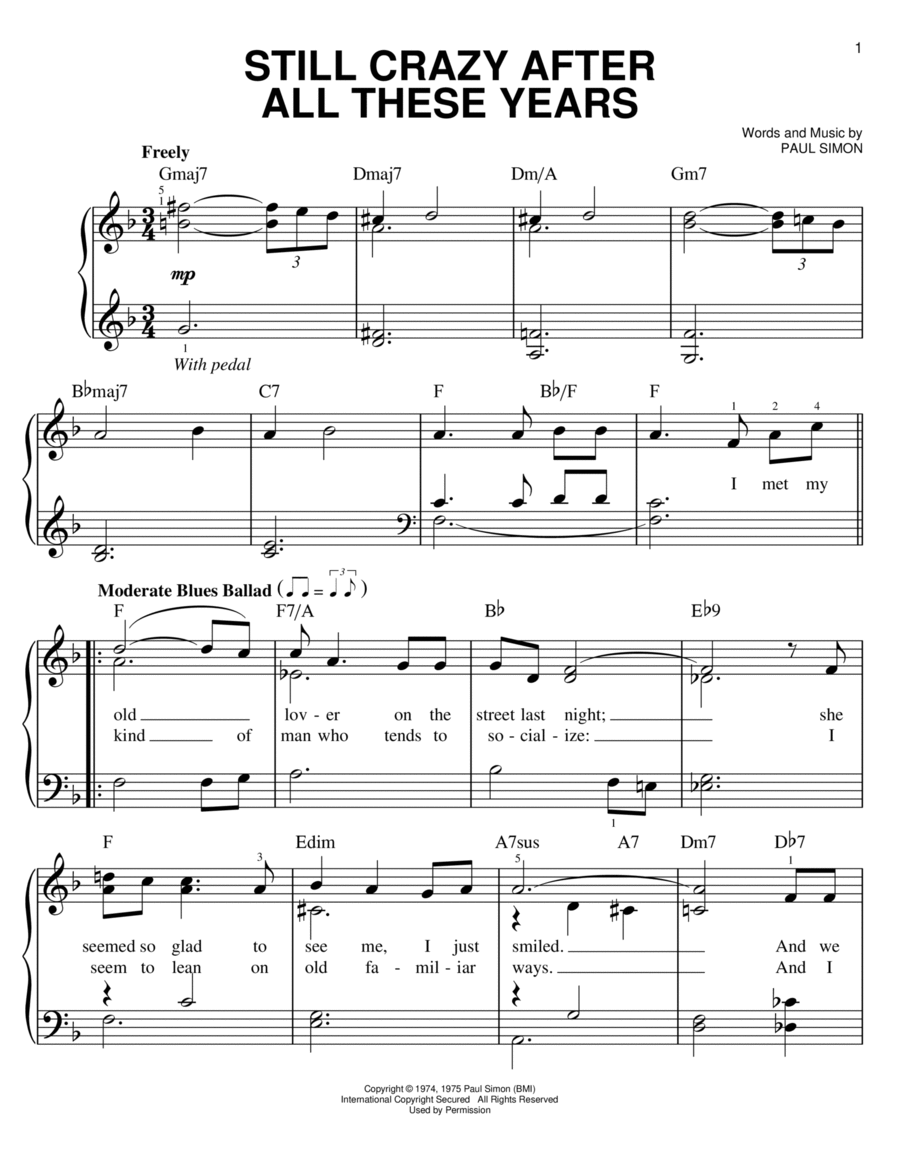 The Afterlife Sheet Music, Paul Simon