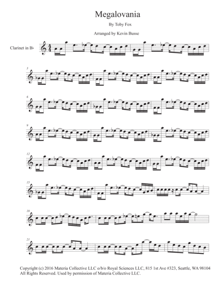 Undertale - Megalovania (Easy Level) (Toby Fox) - Clarinet Sheet
