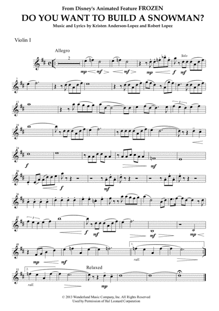 Elementary 2 (Violin) , 27. Do you want to build a snowman Sheet