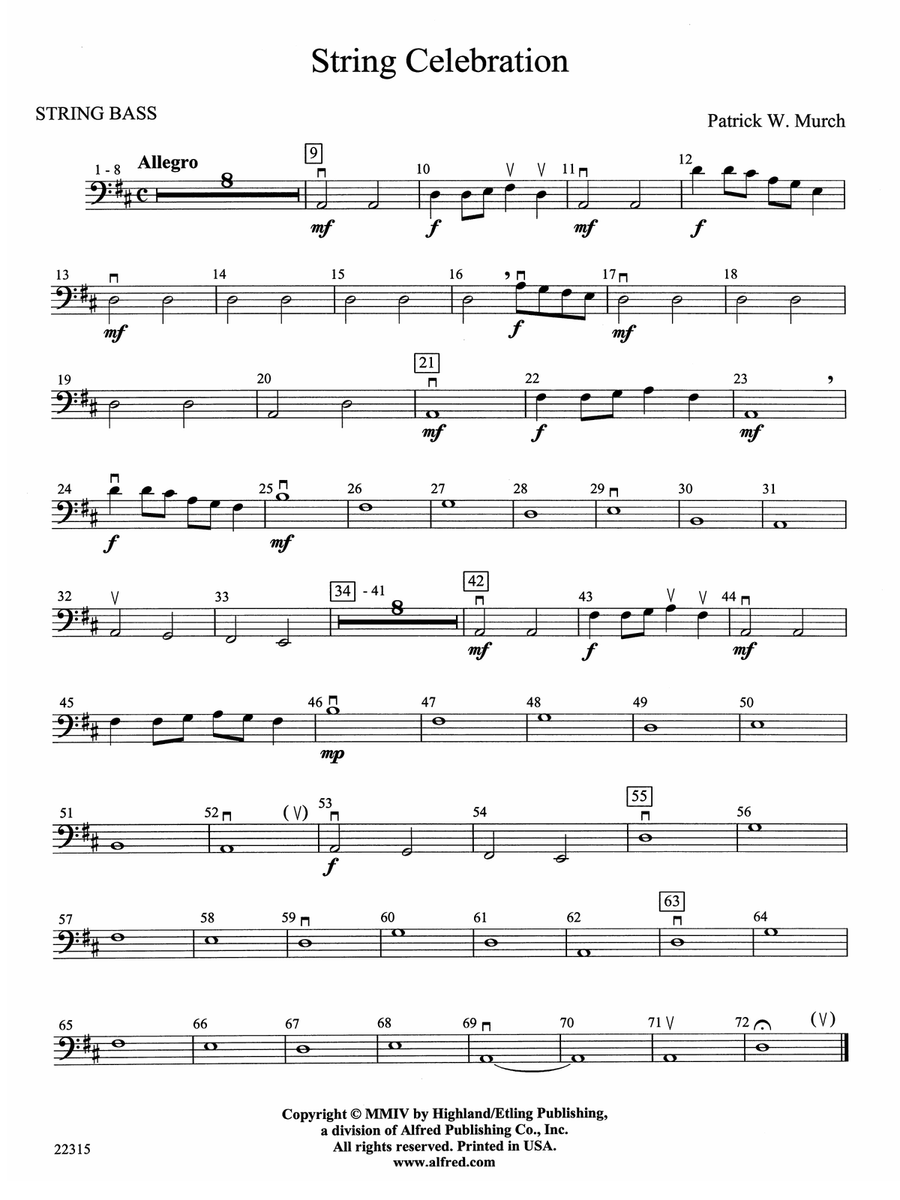String Celebration: String Bass - String Orchestra - Digital Sheet ...