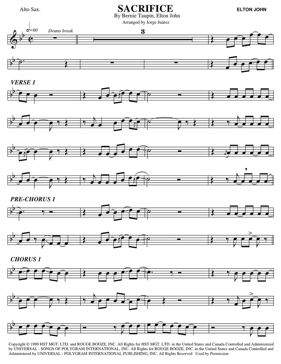 Sacrifice by E. John - sheet music on MusicaNeo