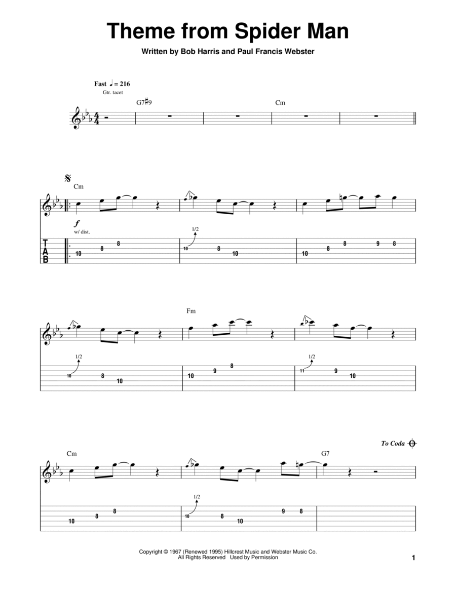 Theme From Spider-Man - Guitar TAB