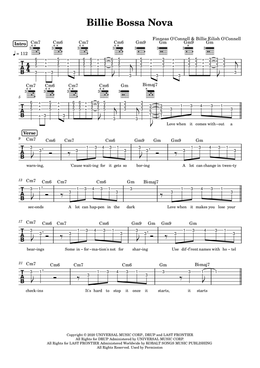 Billie Bossa Nova by Billie Eilish - Electric Guitar
