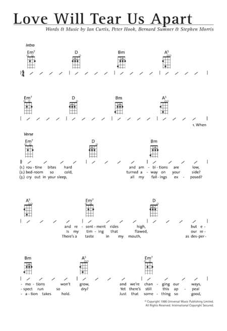Chord: Disorder - Joy Division - tab, song lyric, sheet, guitar, ukulele