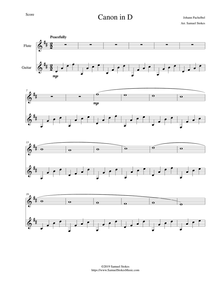 Pachelbel s Canon in D for flute and guitar by Johann Pachelbel