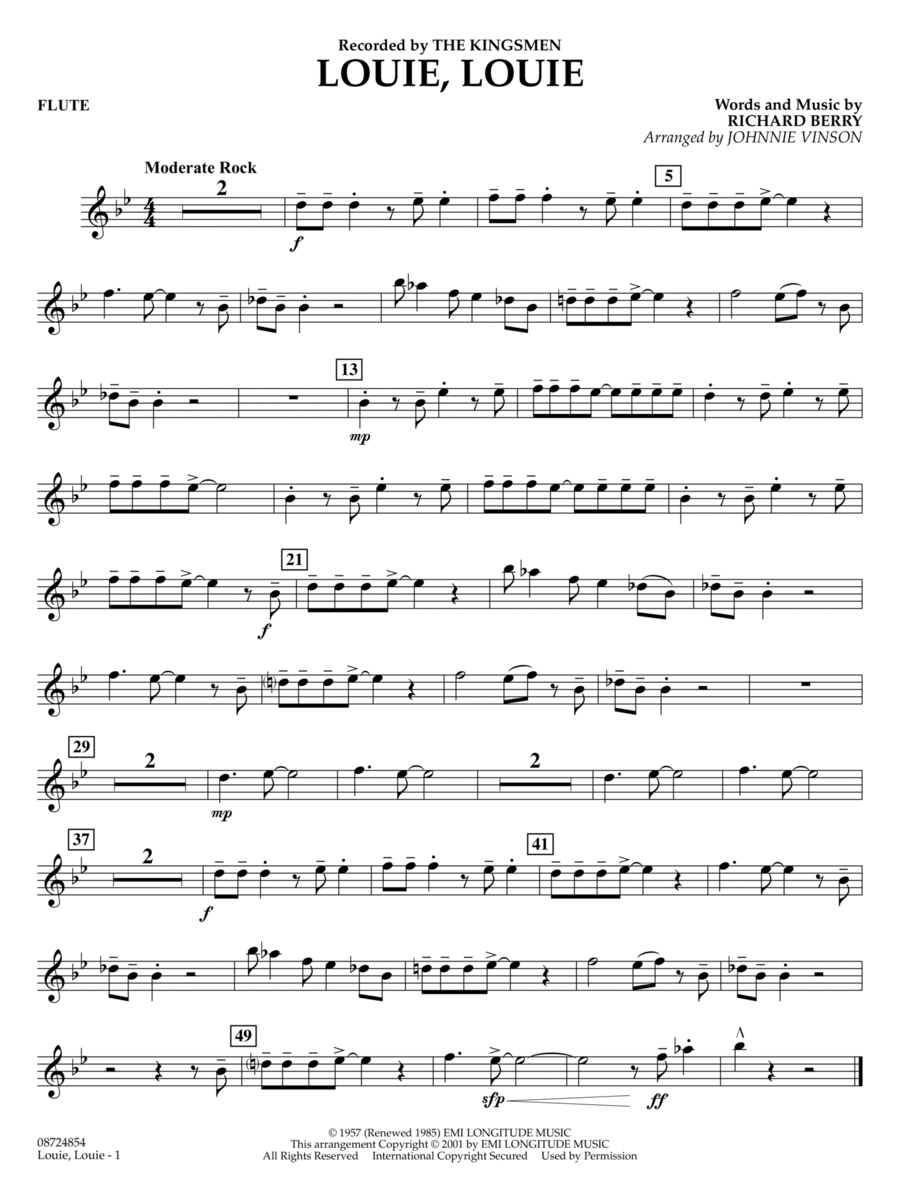 Louie, Louie (arr. Johnnie Vinson) - Flute by The Kingsmen