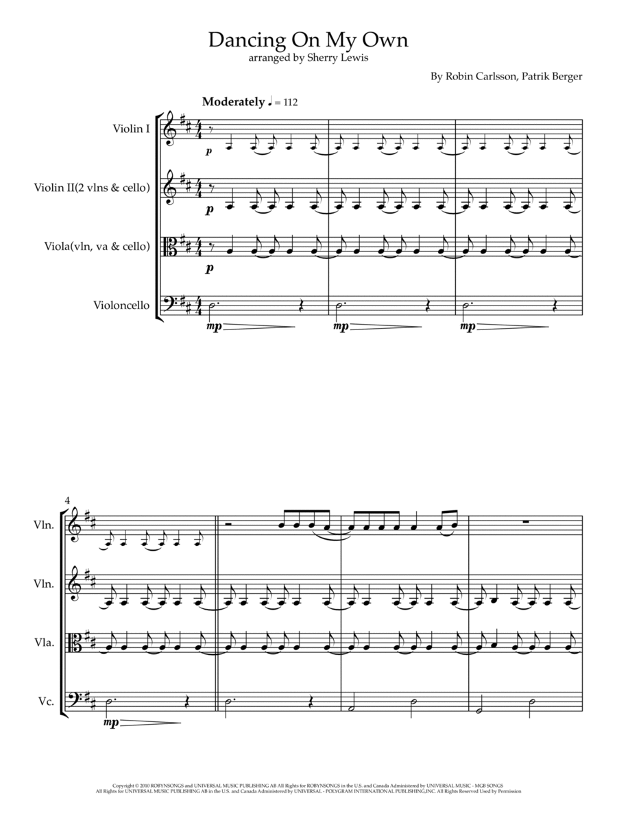 Dancing On My Own String Trio Digital Sheet Music Sheet Music Plus