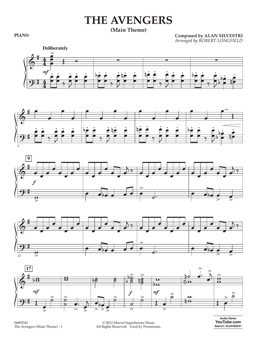 The Avengers (Main Theme) (arr. Robert Longfield) Piano by Alan