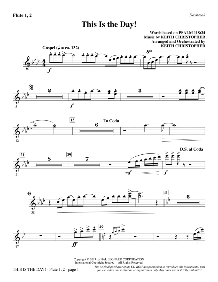 This Is the Day! Flute 1 & 2 by Keith Christopher Choir Digital