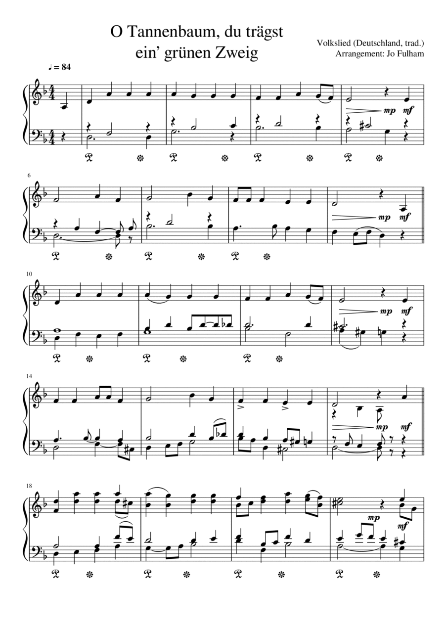 O Tannenbaum, du trägst ein’ grünen Zweig by German Folk Song Piano