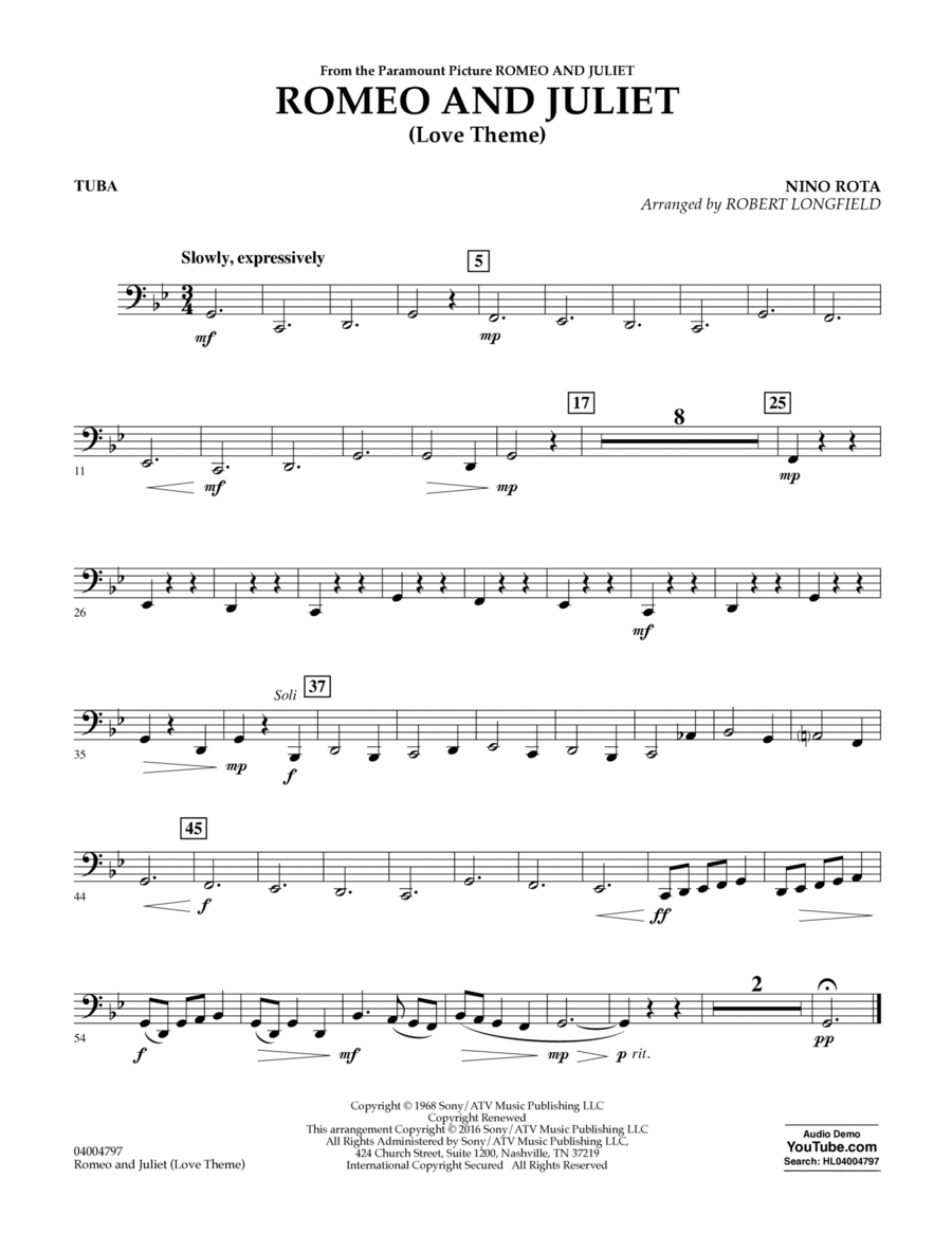 20-60代からのファッション通販  Romeo and Juliet (Love Theme) - Tuba by Robert Longfield アート・デザイン・音楽