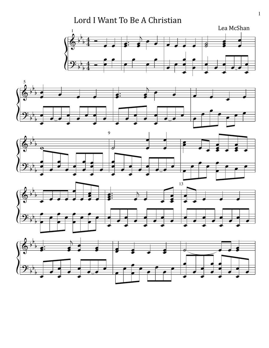 Lord I Want To Be A Christian by Unknown Piano Solo Digital Sheet