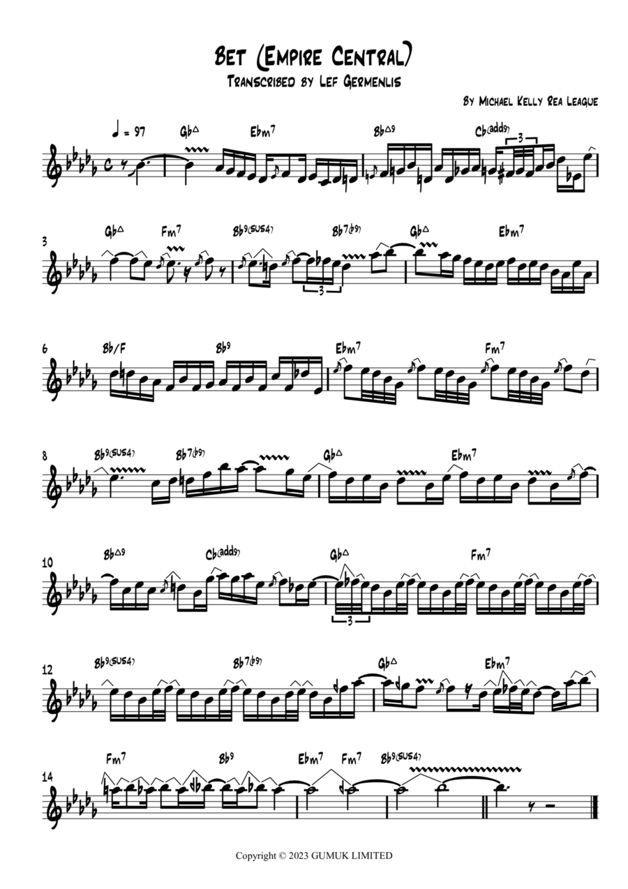 Bet - Piano - Digital Sheet Music | Sheet Music Plus