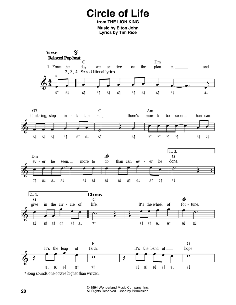 Circle Of Life (from The Lion King) by Elton John Harmonica Digital