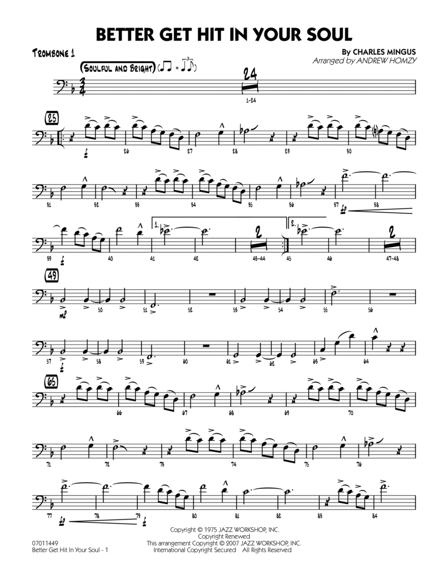 Better Get Hit In Your Soul Trombone 1 by Charles Mingus Trombone Digital Sheet Music Sheet Music Plus