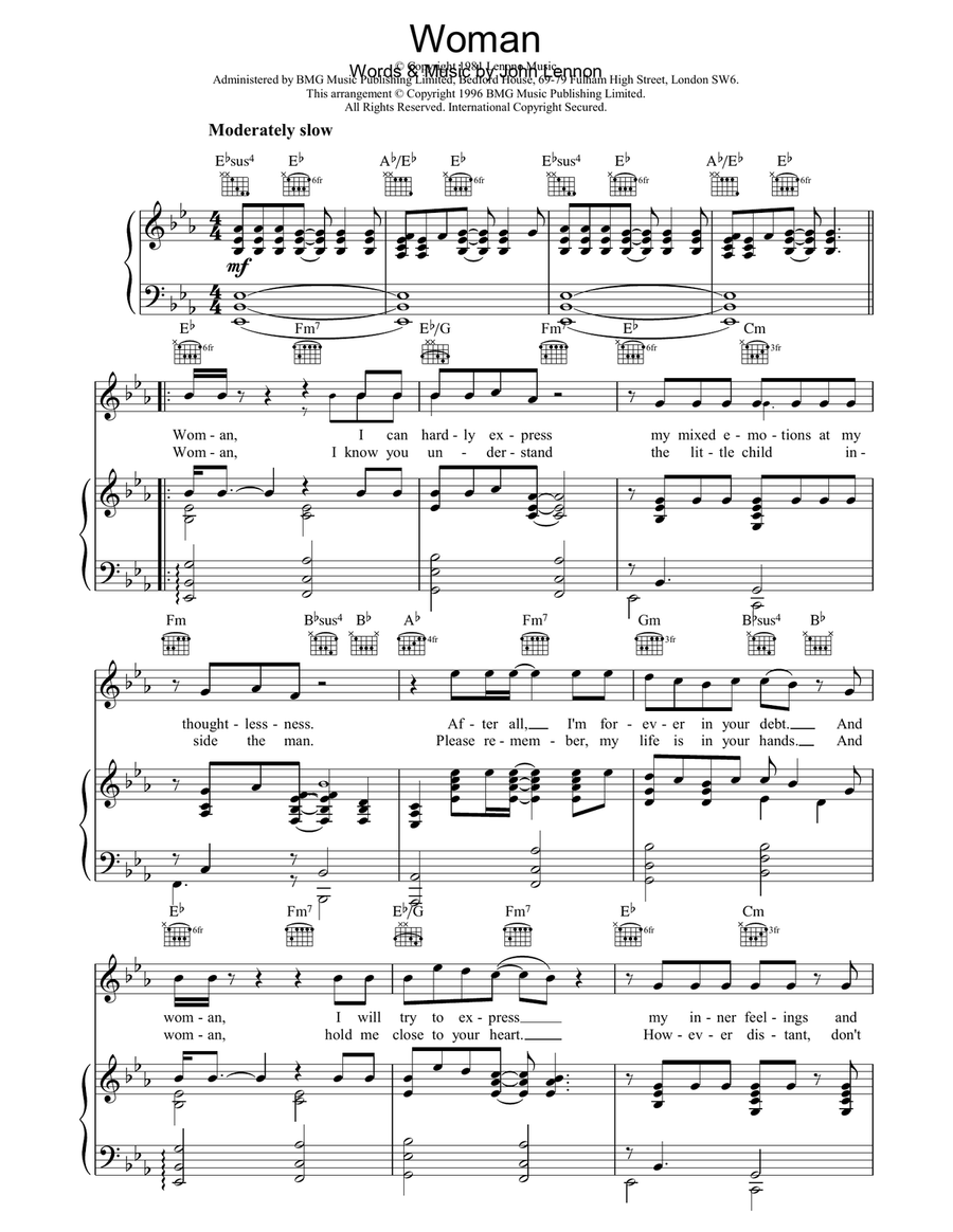 ☆ John Lennon-Woman Violin Score pdf, - Free Score Download ☆