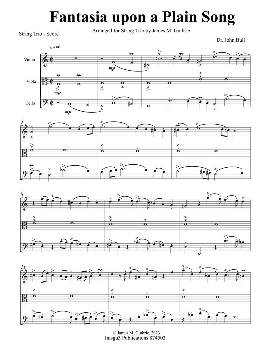Bull: Fantasia upon a Plainsong for String Trio by John Bull